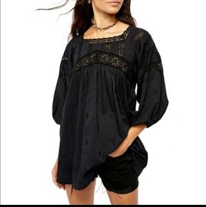 FREE PEOPLE AZALEA  EYELET EMBROIDERED TUNIC  XS